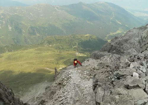 Abstieg vom Schlicker Klettersteig