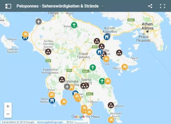 Google Maps Karte Sehenswürdigkeiten Peloponnes