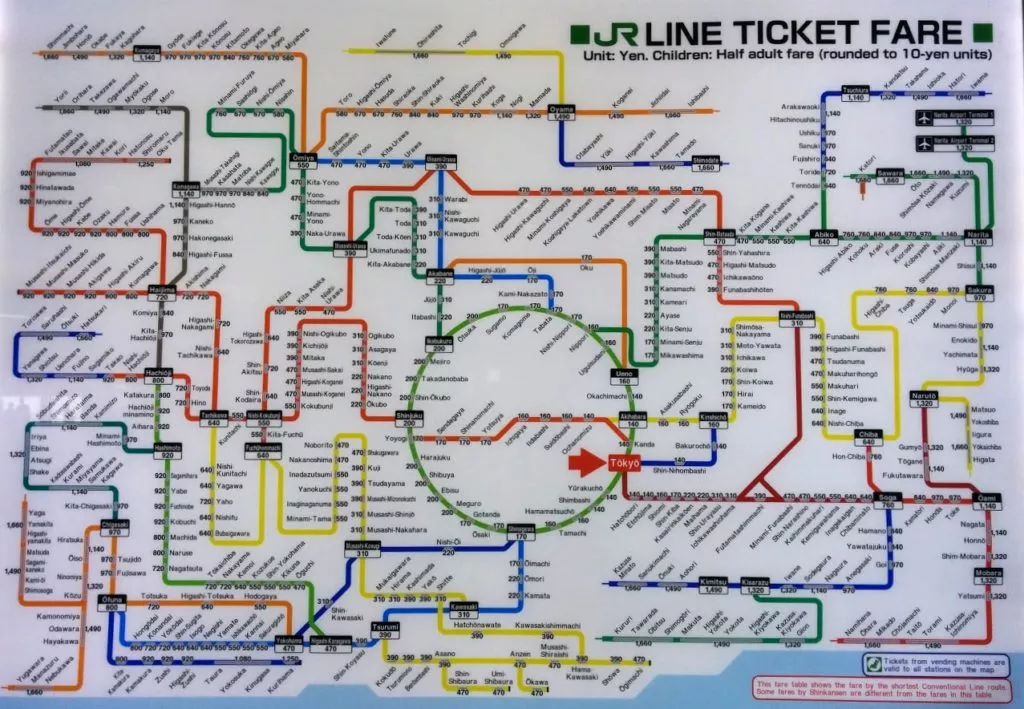 JR Line Übersichtsplan von Tokio