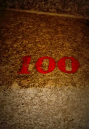 Treppenstufe mit der Nummer 100