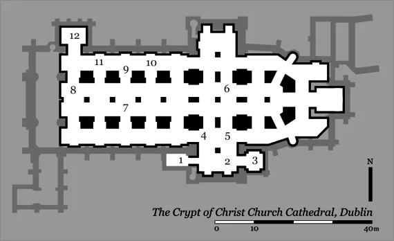 Lageplan der Krypta in der Christ Church Cathedral in Dublin-krypta