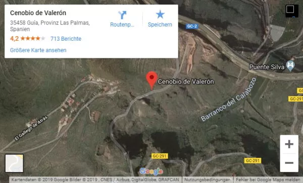 Google Maps Karte von Cenobio de Valerón auf Gran Canaria