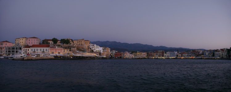 Panorama Hafen von Chania am Abend