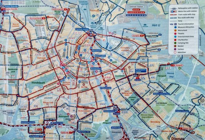 Linien- und Streckenplan von Amsterdam Zentrum