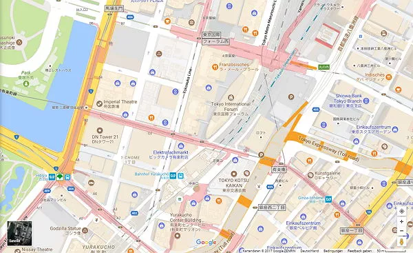 Google Maps Karte von Tokio als Ausschnitt