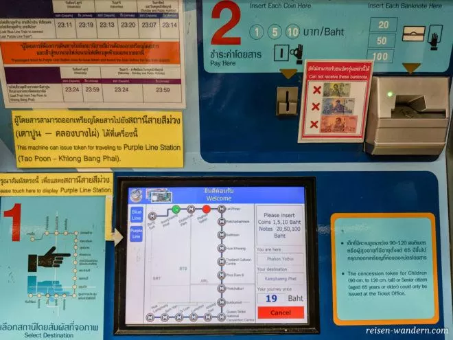 Fahrkartenautomat der U-Bahn in Bangkok