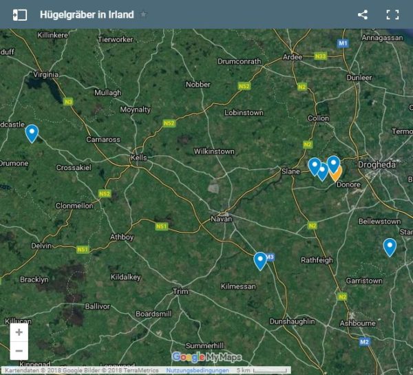 Google Maps Karte Hügelgräber in Irland