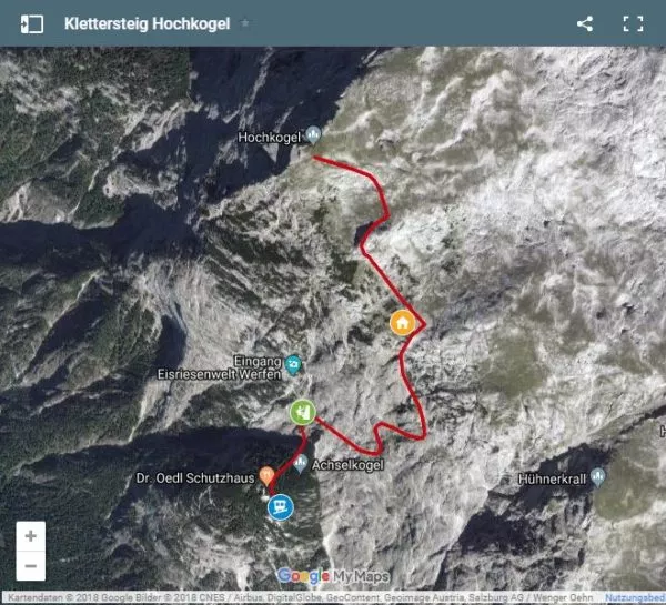Google Maps Karte Klettersteig Hochkogel