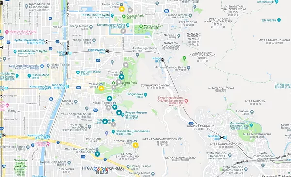 Google Maps Karte Kyoto Gebiet Yasaka