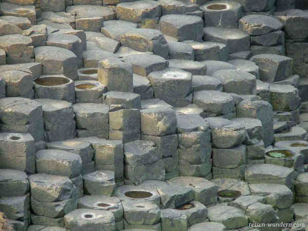 Basaltsäulen am Boden beim Giant's Causeway