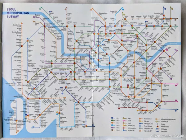 Übersichtskarte der Metrolinien in Seoul