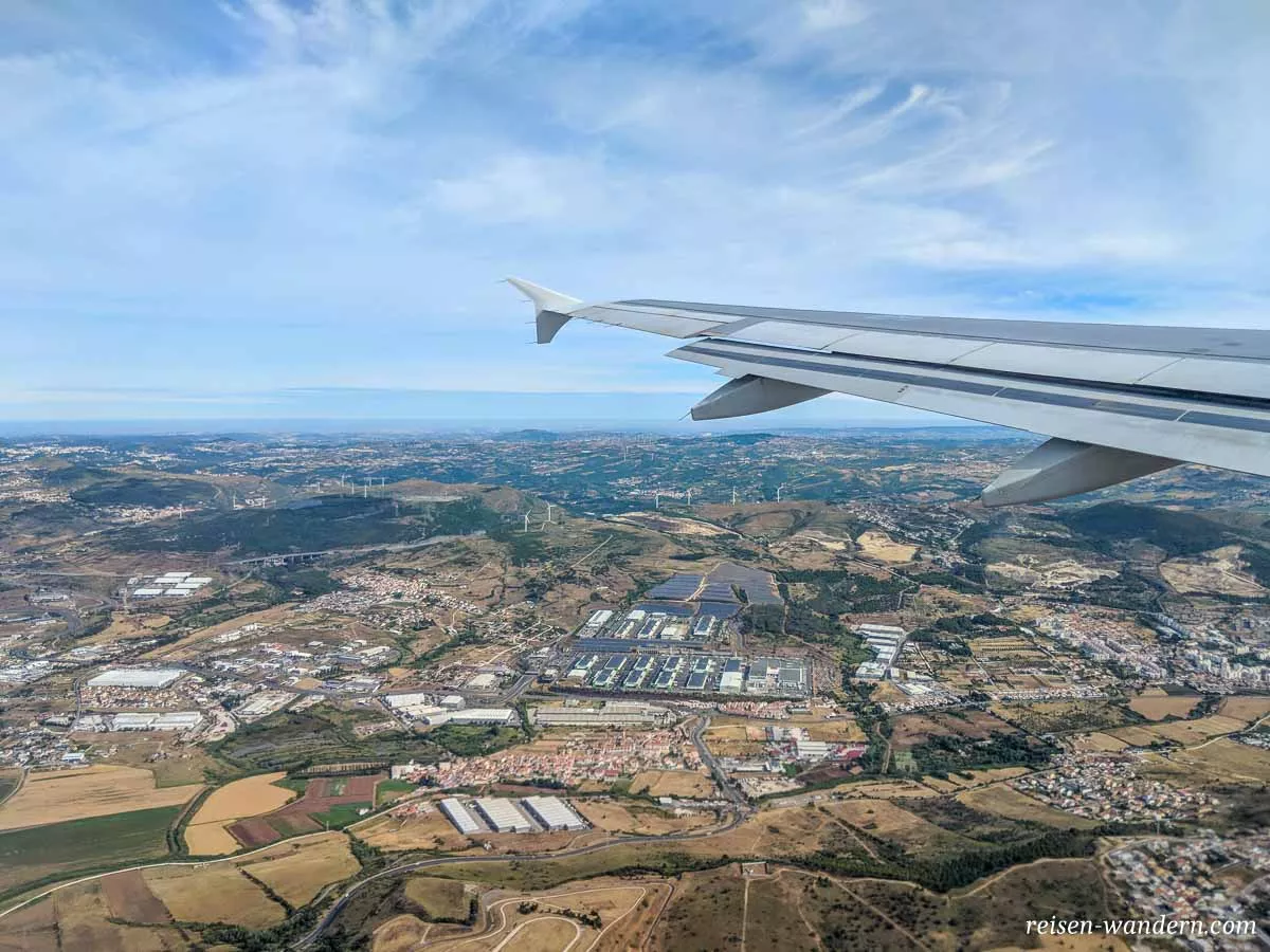 Außenansicht aus Flugzeug über Portugal