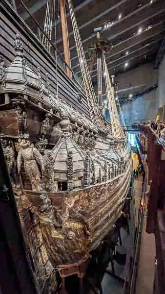 Die Seite des Vasa-Schiffs