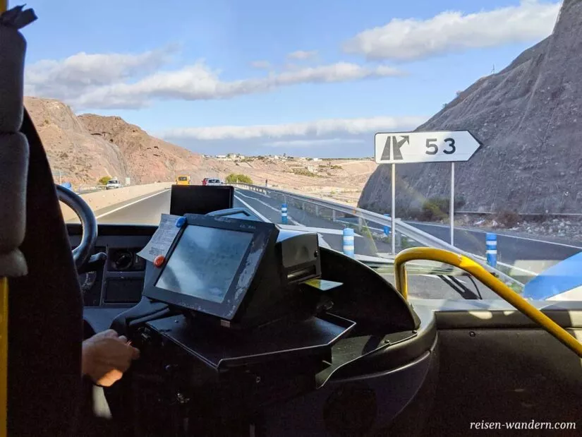 Blick aus einem Bus auf Gran Canaria