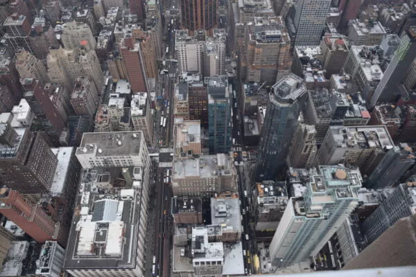 Der Blick von oben auf die Stadt New York